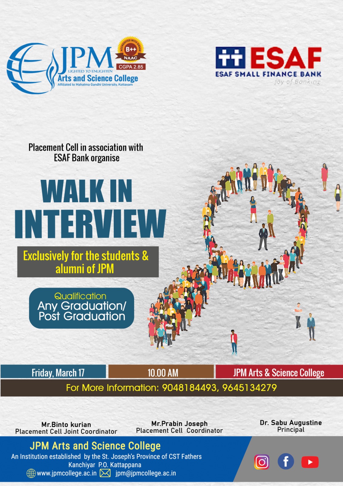 Walk-in-Interview for ESAF Bank